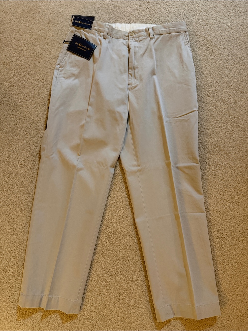 Polo by Ralph Lauren Men’s Beige Flat-Front Chinos NWT 36/30